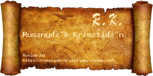 Rusznyák Krisztián névjegykártya
